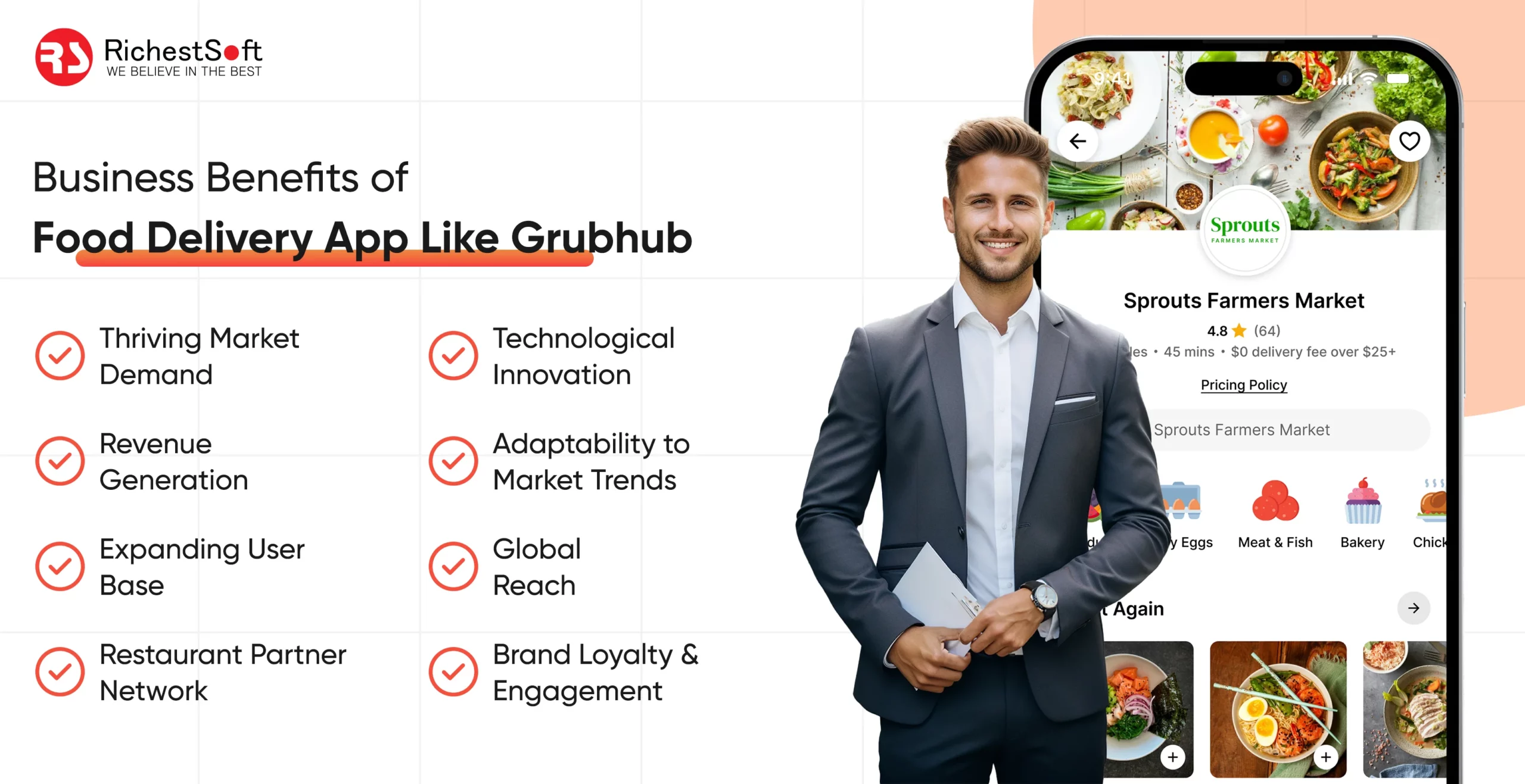 Business Benefits of Food Delivery App Like Grubhub