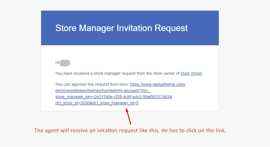 Store manager invitation request