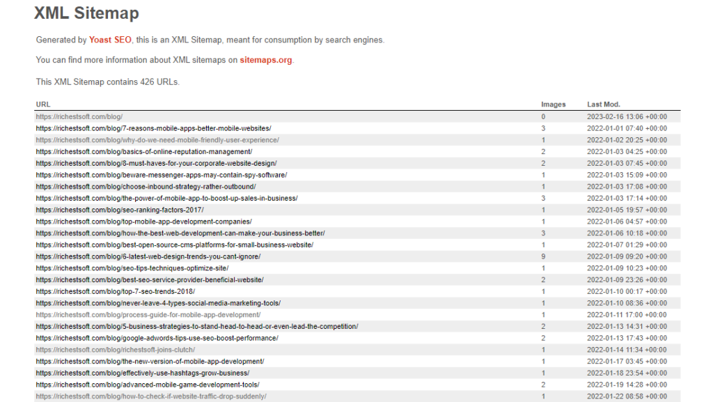 XML sitemap