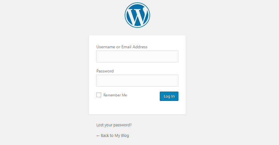 Wordpress login page