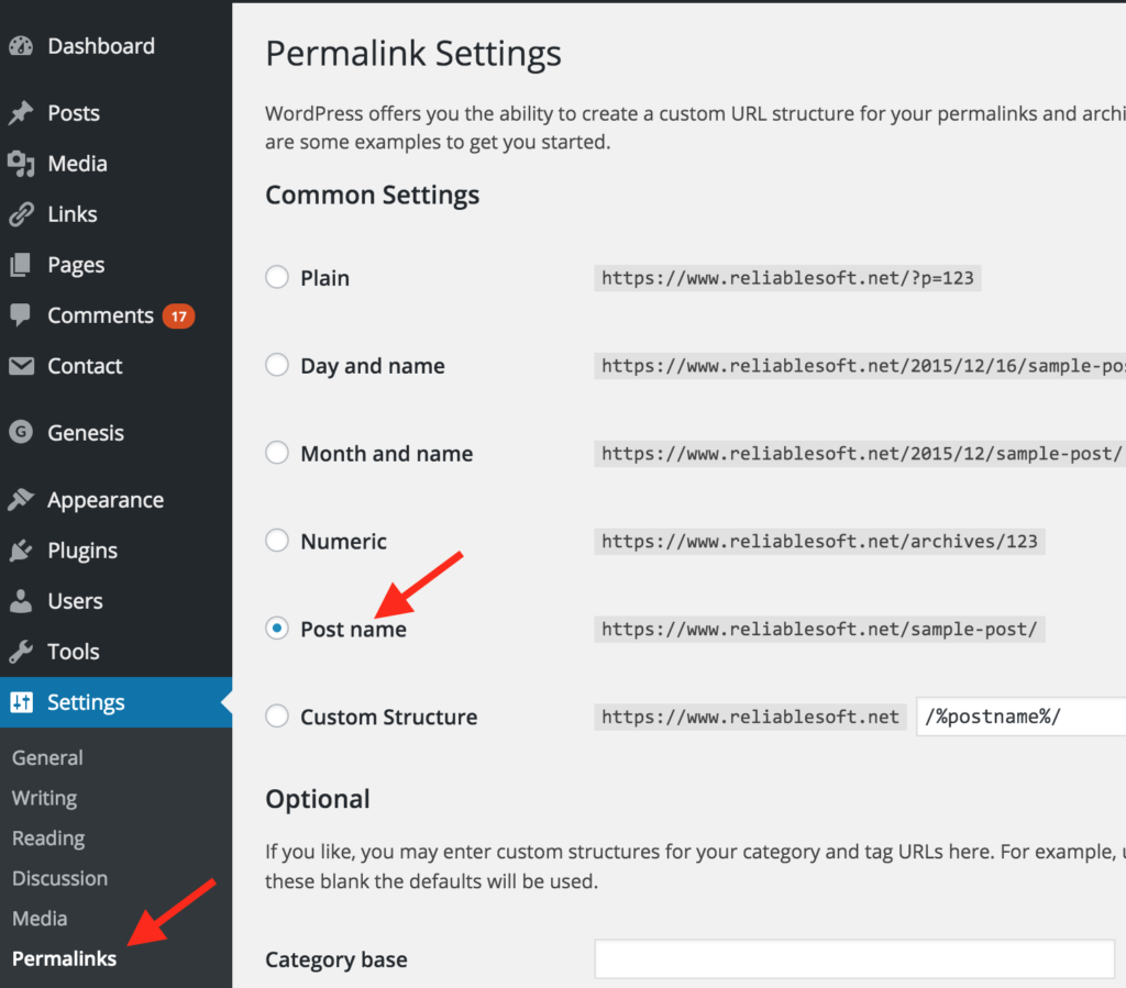 permalink settings